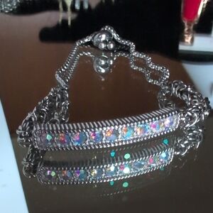 Silver Bracelet with AB Crystals